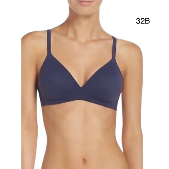 Wacoal Other - Wacoal 32B Wireless Navy Blue How Perfect T-Shirt Contour Bra 852189